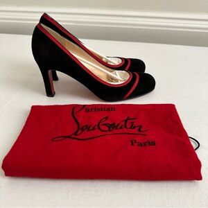 Christian Louboutin Black and Red Suede Heels